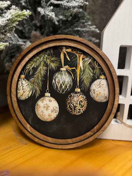 Round Ornaments Framed Art