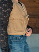 Haven Tie Denim Vest in Caramel