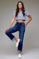 Tracey High-Rise Relaxed Straight Jeans- Midnight Wash