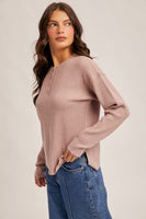 Willa Waffle Top in Mauve