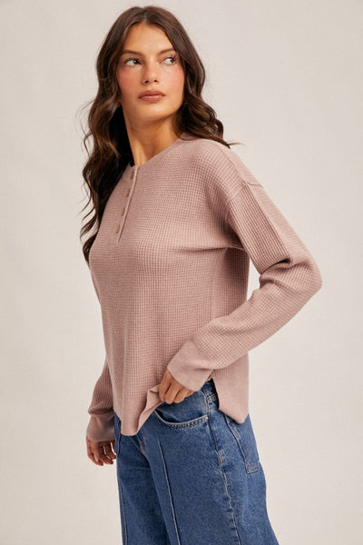 Willa Waffle Top in Mauve