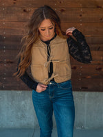 Haven Tie Denim Vest in Caramel