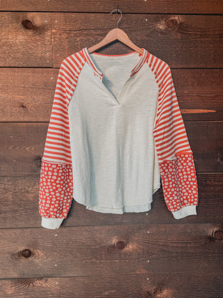 Sunset Bloom Knit Striped Pullover