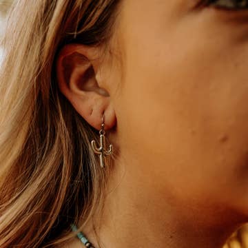 Silver Cactus Earrings