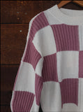 Winter Rose Checkered Sweater