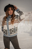 Roxana Aztec Knitted sweater denim jacket