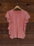 Sierra Ruffle Sleeve Top in Brick