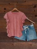 Sierra Ruffle Sleeve Top in Brick