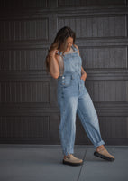 The Clover Denim Barrel Overalls