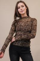 Savanna Leopard Mesh Long-sleeved Top