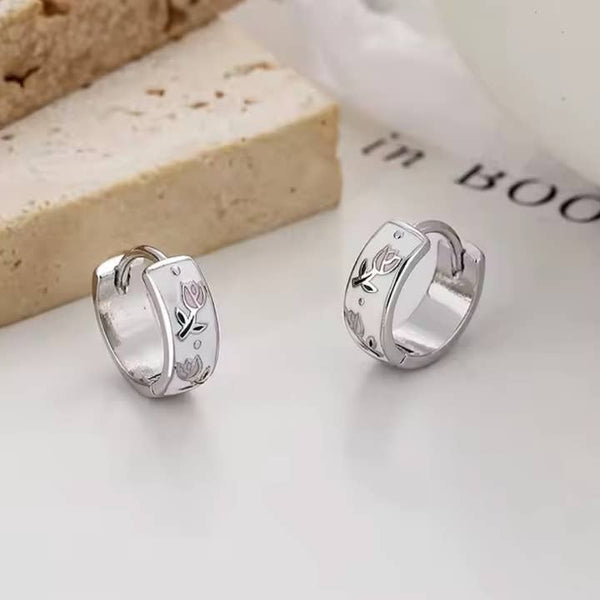 Eloise Tea Cup Hoops - Silver