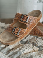 Footo Western Hand-Tooled Sandals