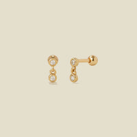 Bezel Drop Stud Earrings