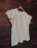 The Leah Wing Sleeve Top  in Lemon