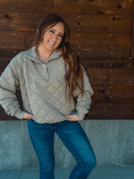 the Quincy Quilted Knit Pullover