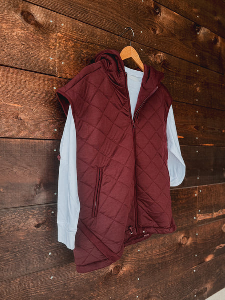 The Frosted Ridge Vest in Dark Cherry