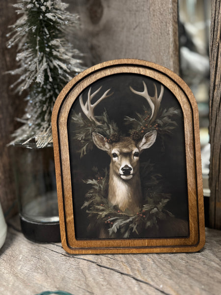 Arched Top Deer Framed Art