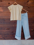 The Leah Wing Sleeve Top  in Lemon