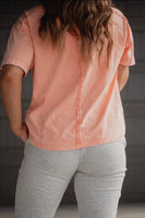 The Kira Pocket Tee in Peach