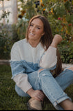 Sierra Colorblock Denim Sweater in Cream