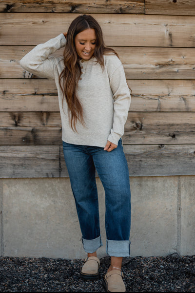 Willa Waffle Top in Oatmeal
