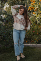 Cleo Plaid Patchwork Pullover in Oatmeal