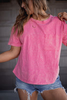 The Kira Pocket Tee in Pink