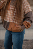 Cleo Plaid Patchwork Pullover in Mocha