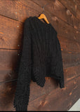 Midnight Cable Knit Pullover Sweater- Black