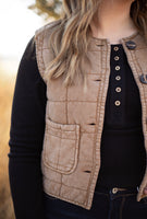 The Cayson Brown Quilted Vest
