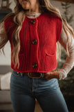 The Clara Red Button Down Vest