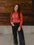 Crimson Whisper Lace Top