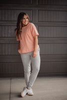 The Kira Pocket Tee in Peach