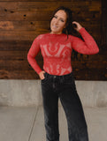 Crimson Whisper Lace Top