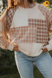 Cleo Plaid Patchwork Pullover in Oatmeal