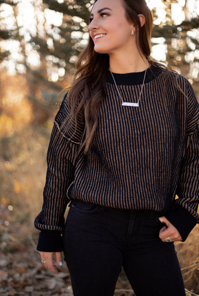 The Birch Black Ribbed Sweater