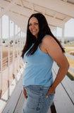 Girl on the Go Muscle Tank in Denim Blue