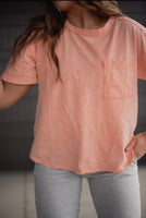 The Kira Pocket Tee in Peach