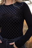 The Rev Black Velvet Checkered Bodysuit