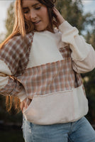 Cleo Plaid Patchwork Pullover in Oatmeal