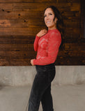 Crimson Whisper Lace Top