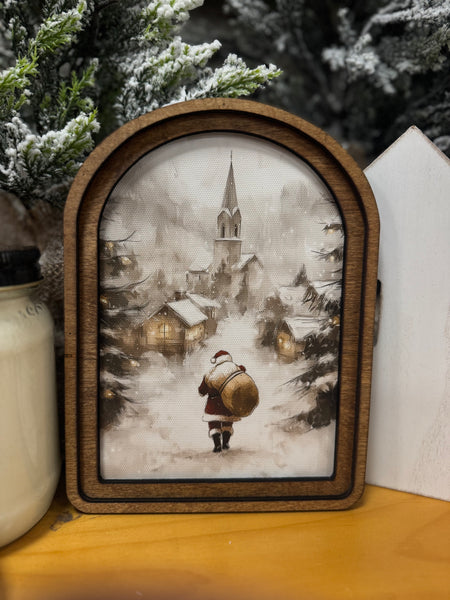 Arched Top Santa Framed Art