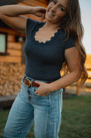 The Darling Tee in Heathered Navy