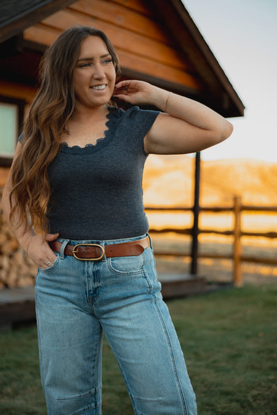 The Darling Tee in Heathered Navy