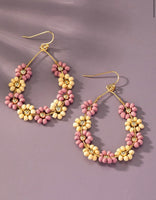 Pink Beaded Daisy earrings